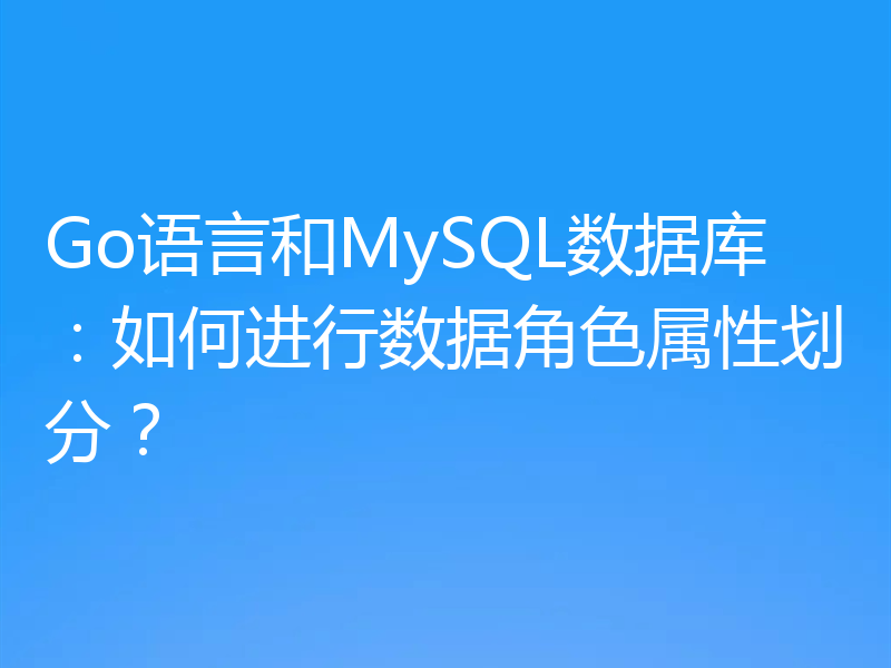 Go语言和MySQL数据库：如何进行数据角色属性划分？