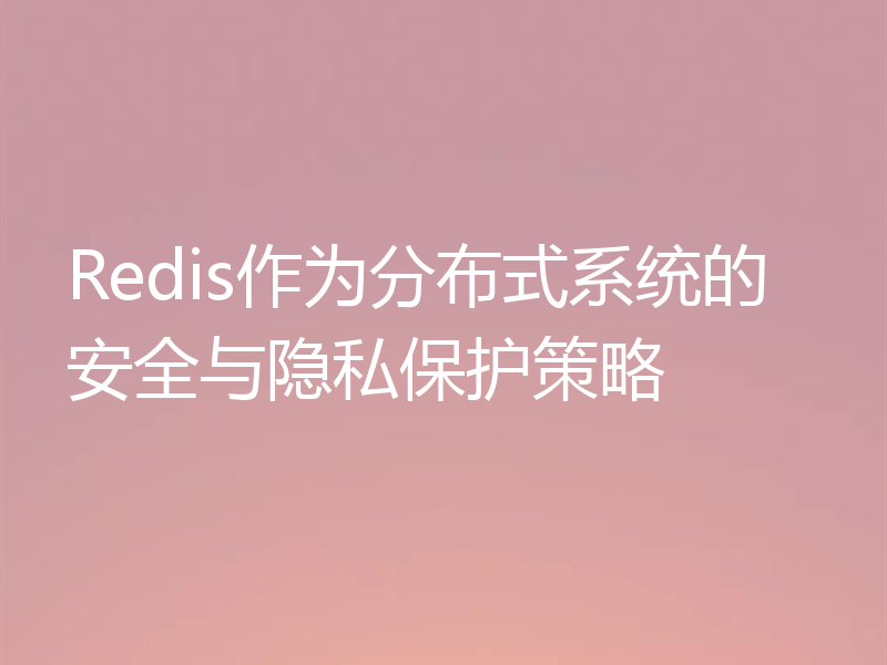 Redis作为分布式系统的安全与隐私保护策略