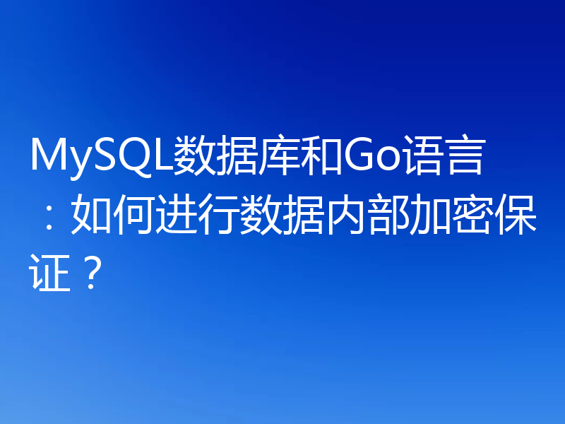 MySQL数据库和Go语言：如何进行数据内部加密保证？