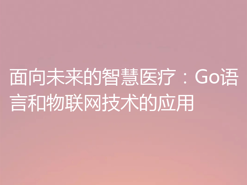 面向未来的智慧医疗：Go语言和物联网技术的应用