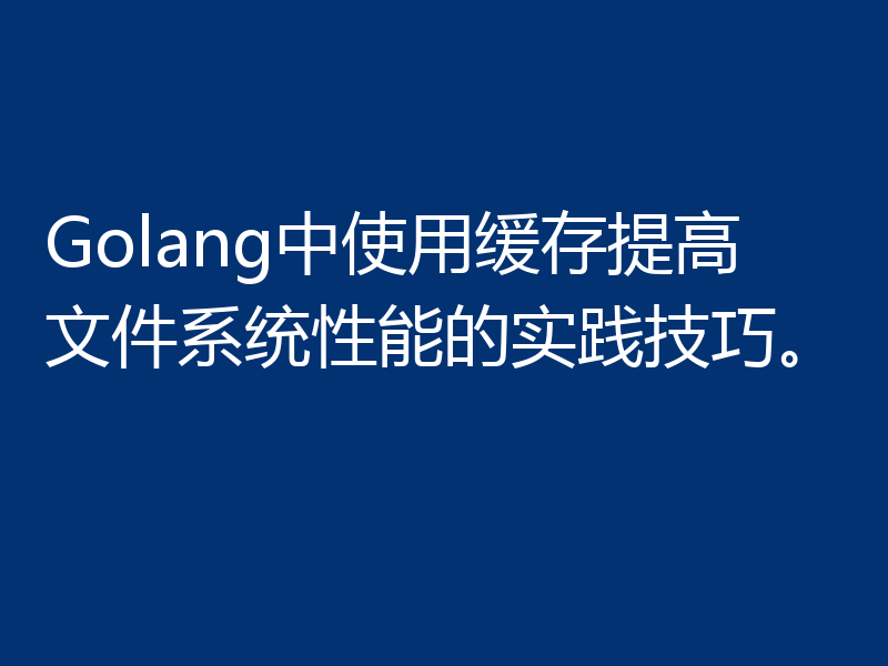 Golang中使用缓存提高文件系统性能的实践技巧。