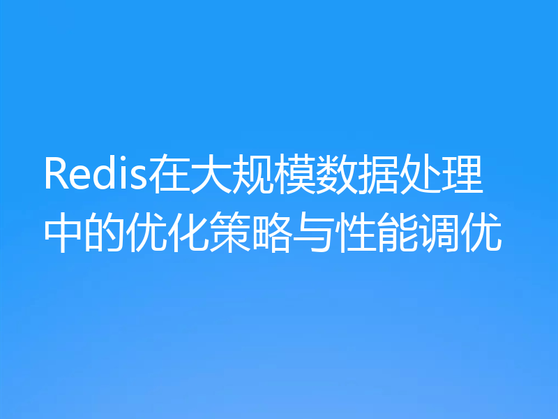 Redis在大规模数据处理中的优化策略与性能调优