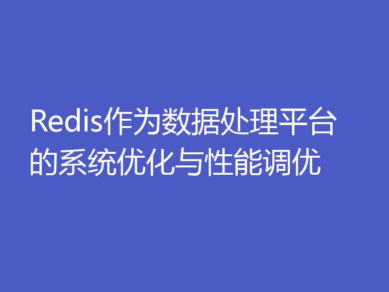 Redis作为数据处理平台的系统优化与性能调优