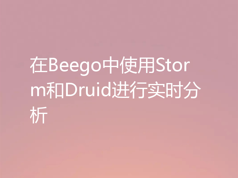 在Beego中使用Storm和Druid进行实时分析