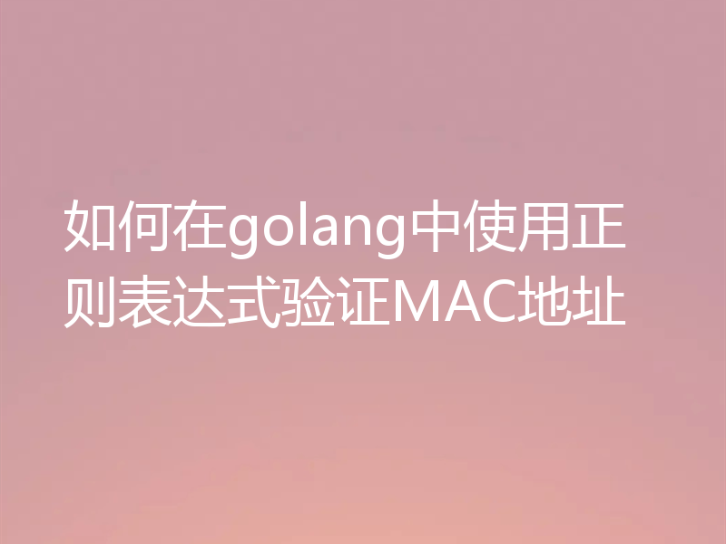 如何在golang中使用正则表达式验证MAC地址