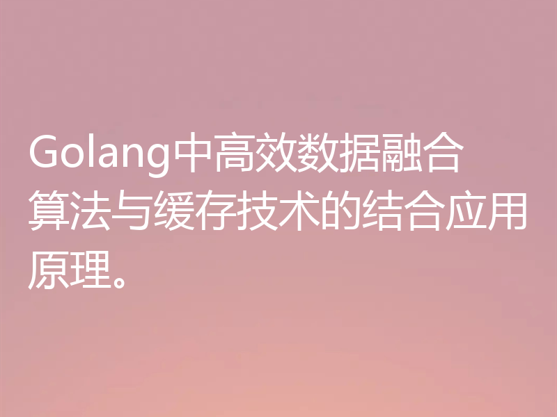 Golang中高效数据融合算法与缓存技术的结合应用原理。