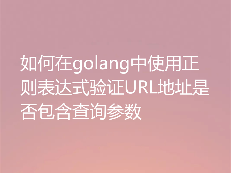如何在golang中使用正则表达式验证URL地址是否包含查询参数