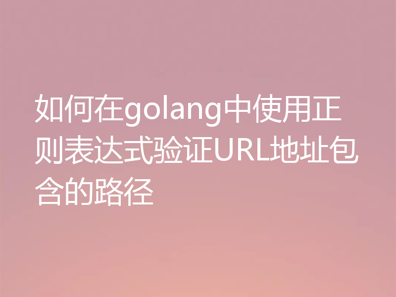 如何在golang中使用正则表达式验证URL地址包含的路径