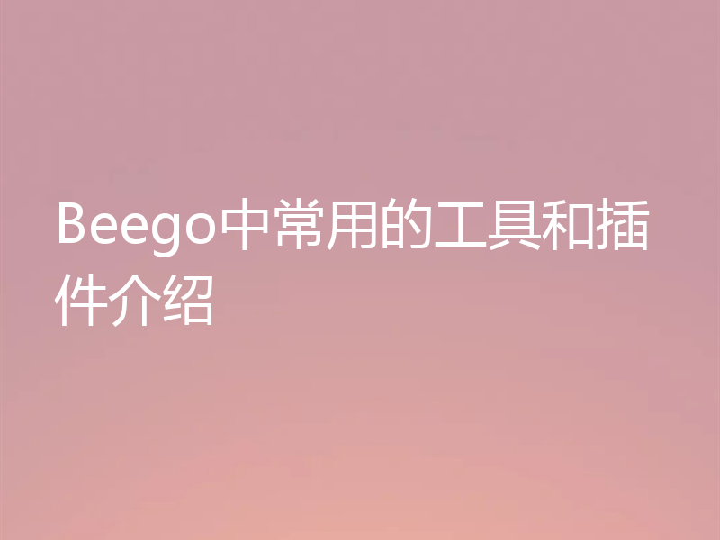 Beego中常用的工具和插件介绍