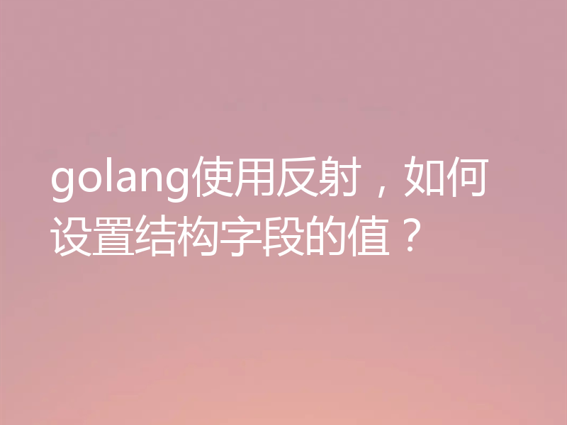 golang使用反射，如何设置结构字段的值？