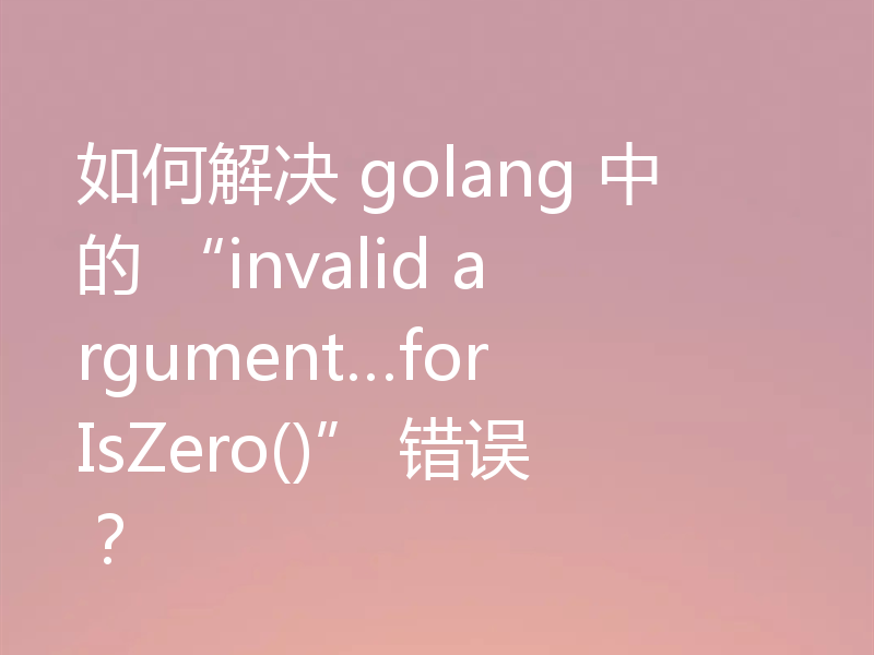 如何解决 golang 中的 “invalid argument…for IsZero()” 错误？