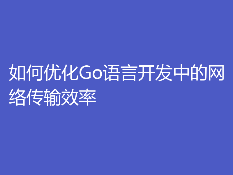 如何优化Go语言开发中的网络传输效率