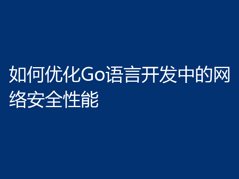 如何优化Go语言开发中的网络安全性能