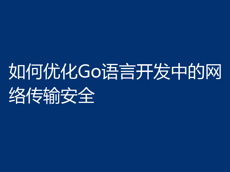 如何优化Go语言开发中的网络传输安全