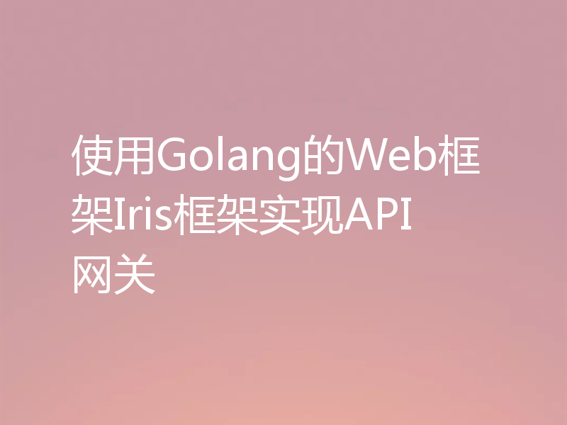 使用Golang的Web框架Iris框架实现API网关