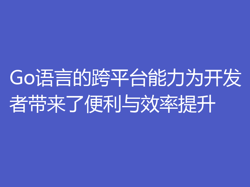 Go语言的跨平台能力为开发者带来了便利与效率提升