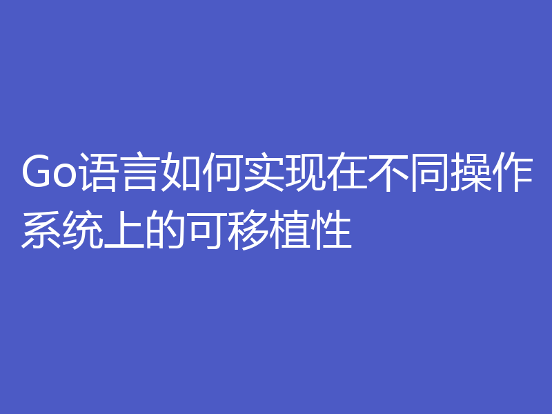 Go语言如何实现在不同操作系统上的可移植性