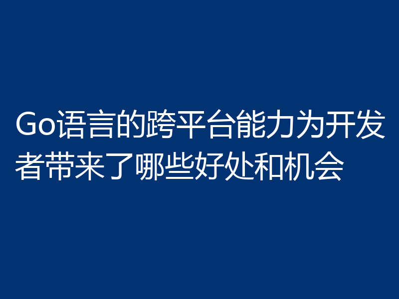 Go语言的跨平台能力为开发者带来了哪些好处和机会
