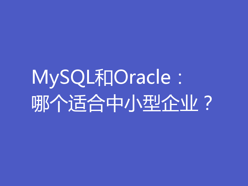 MySQL和Oracle：哪个适合中小型企业？