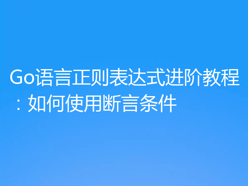 Go语言正则表达式进阶教程：如何使用断言条件