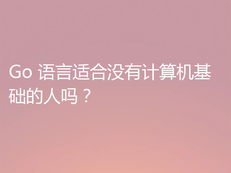 Go 语言适合没有计算机基础的人吗？