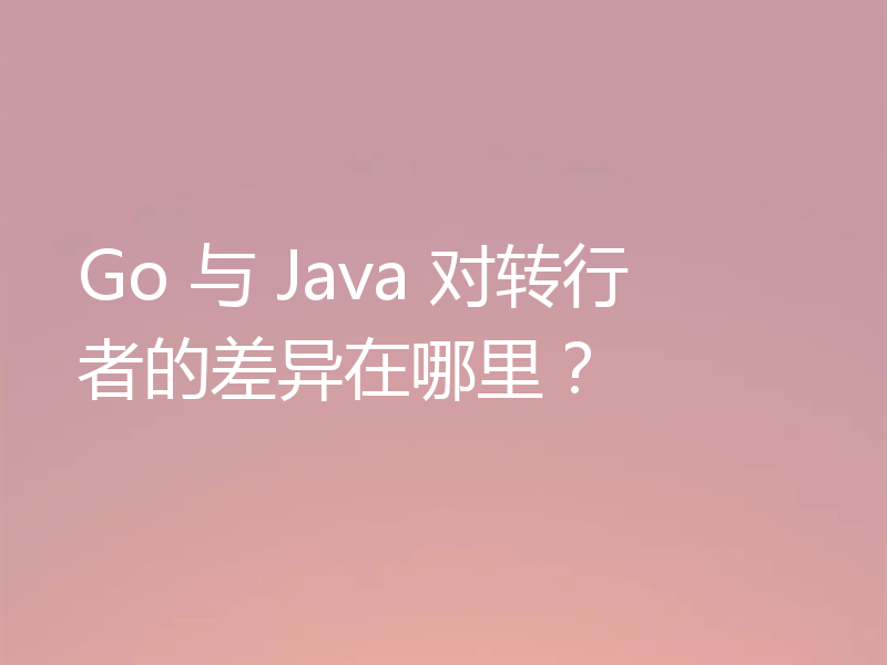 Go 与 Java 对转行者的差异在哪里？