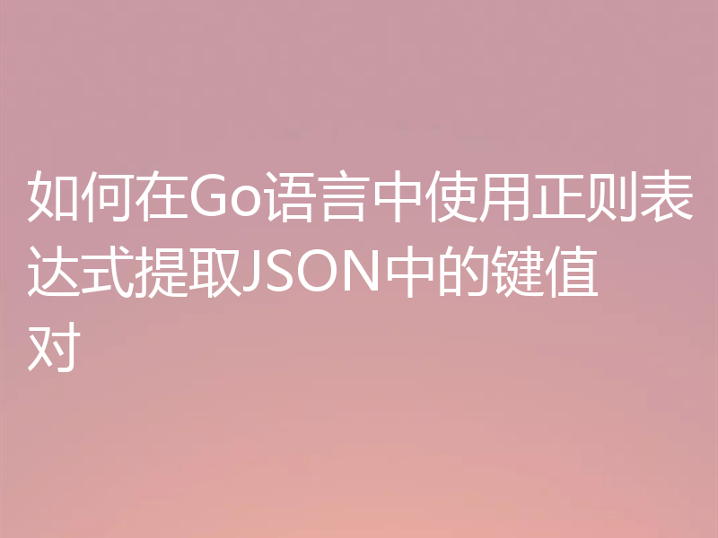 如何在Go语言中使用正则表达式提取JSON中的键值对