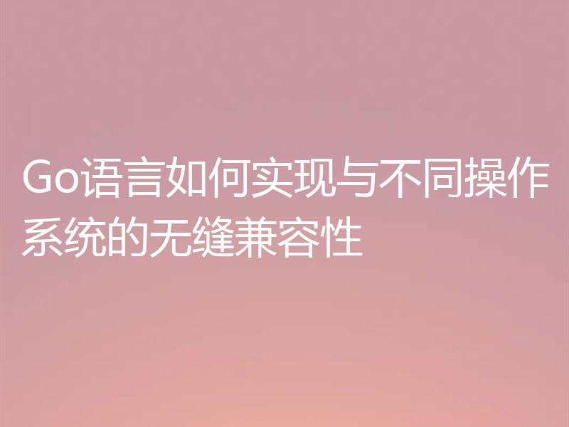 Go语言如何实现与不同操作系统的无缝兼容性
