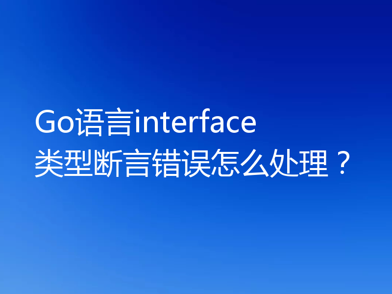 Go语言interface类型断言错误怎么处理？