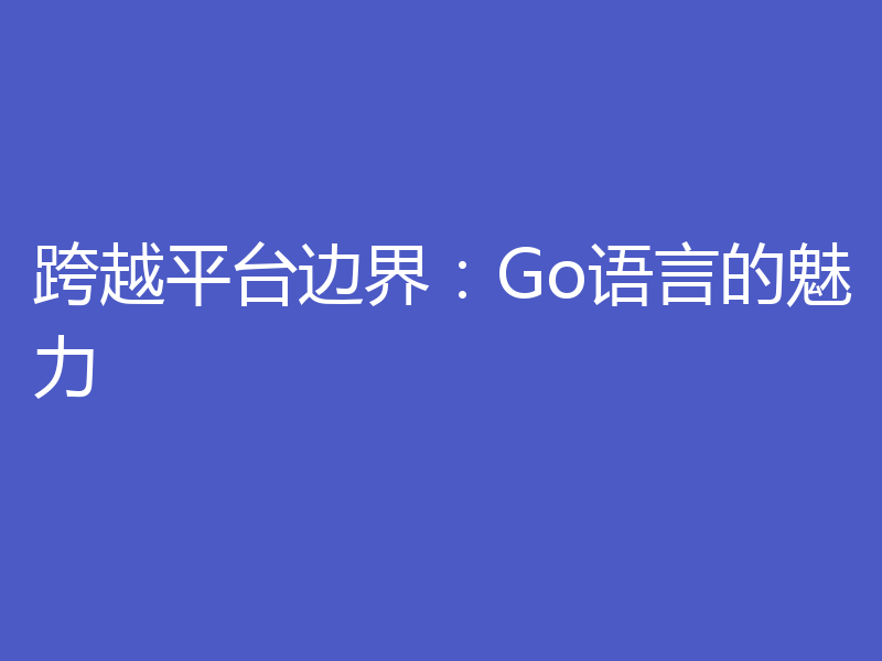 跨越平台边界：Go语言的魅力