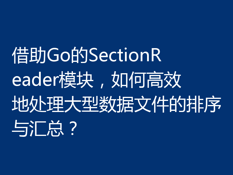 借助Go的SectionReader模块，如何高效地处理大型数据文件的排序与汇总？