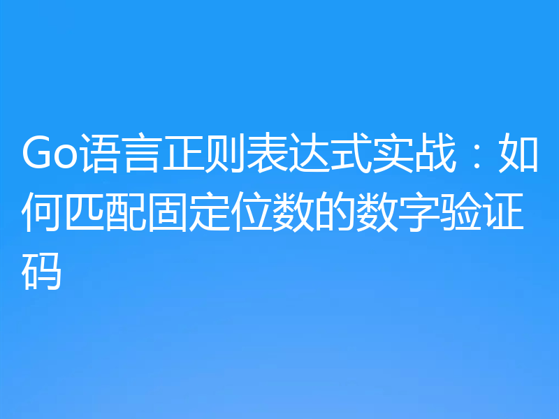 Go语言正则表达式实战：如何匹配固定位数的数字验证码