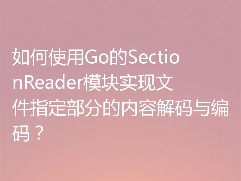 如何使用Go的SectionReader模块实现文件指定部分的内容解码与编码？