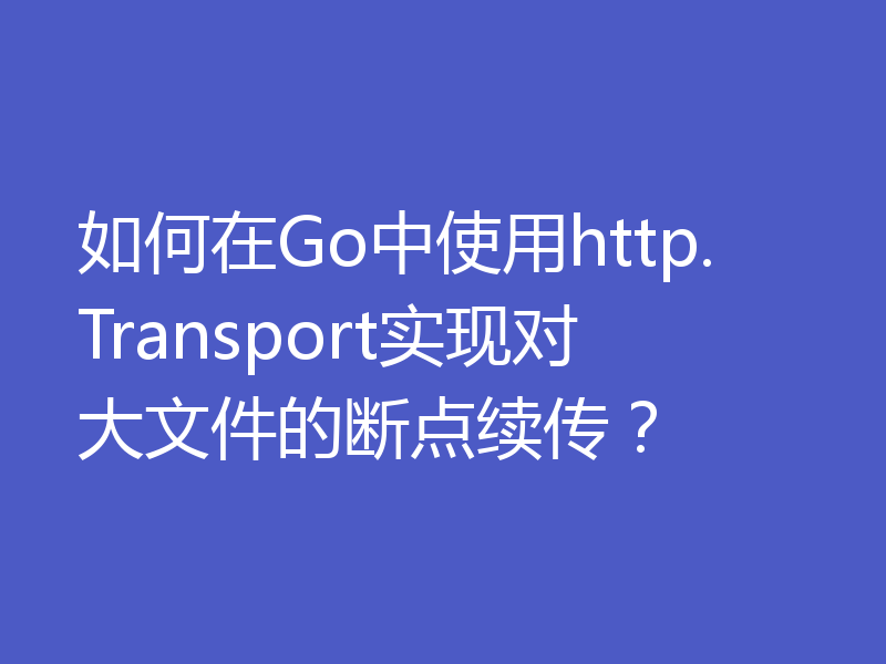 如何在Go中使用http.Transport实现对大文件的断点续传？