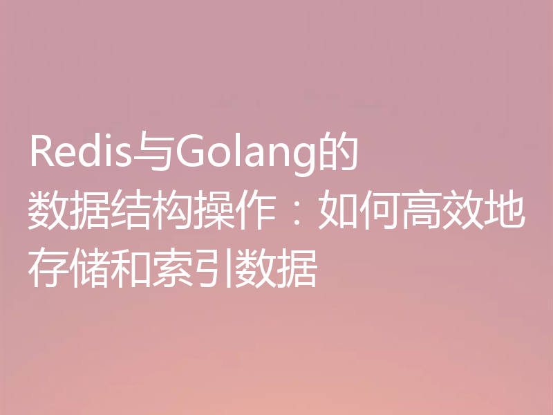 Redis与Golang的数据结构操作：如何高效地存储和索引数据