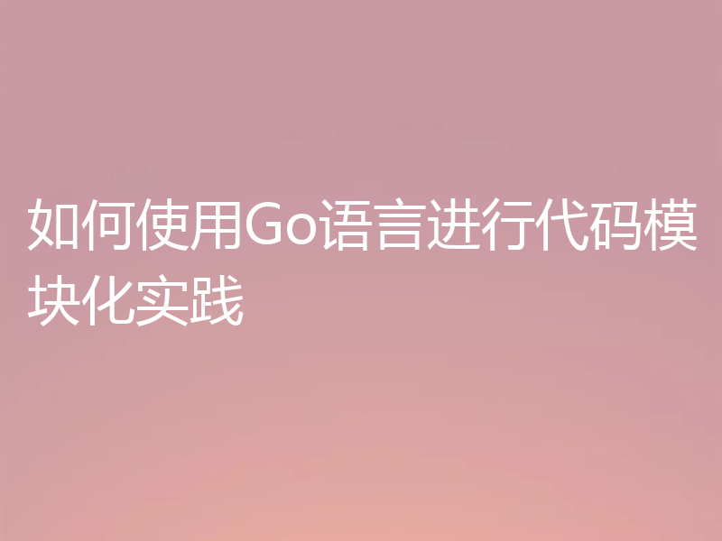 如何使用Go语言进行代码模块化实践