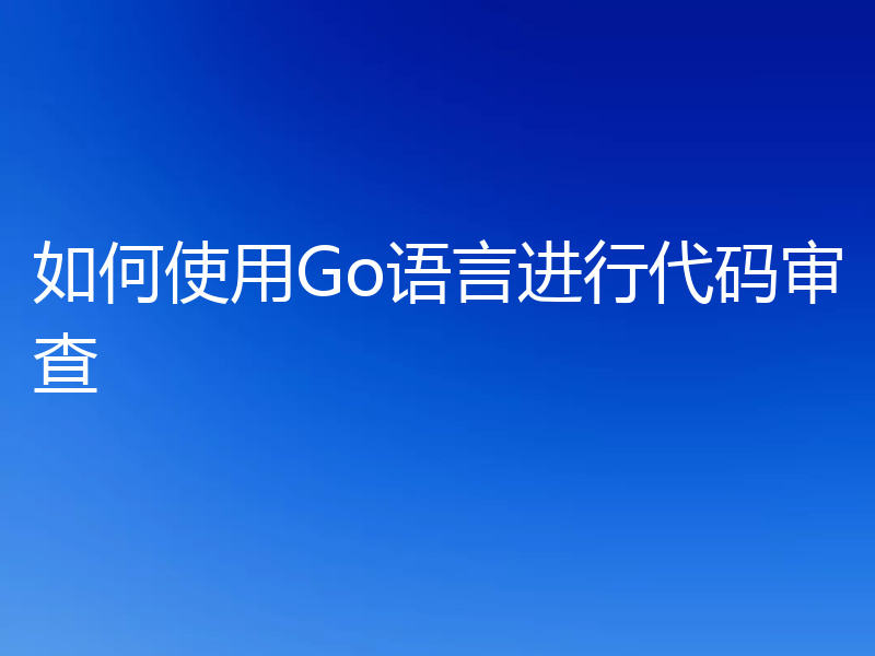 如何使用Go语言进行代码审查