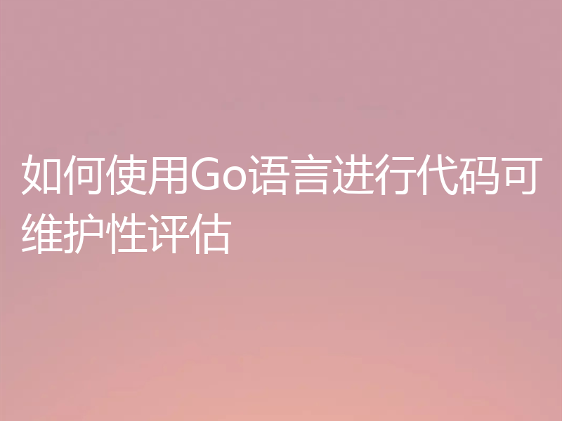 如何使用Go语言进行代码可维护性评估