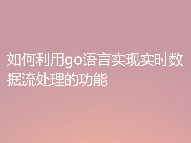 如何利用go语言实现实时数据流处理的功能