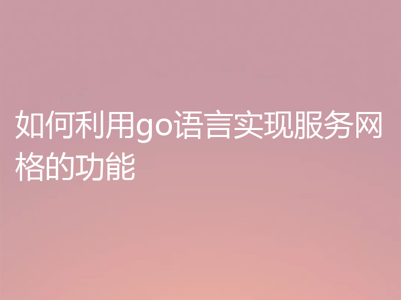 如何利用go语言实现服务网格的功能