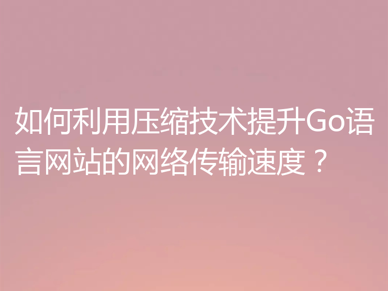 如何利用压缩技术提升Go语言网站的网络传输速度？