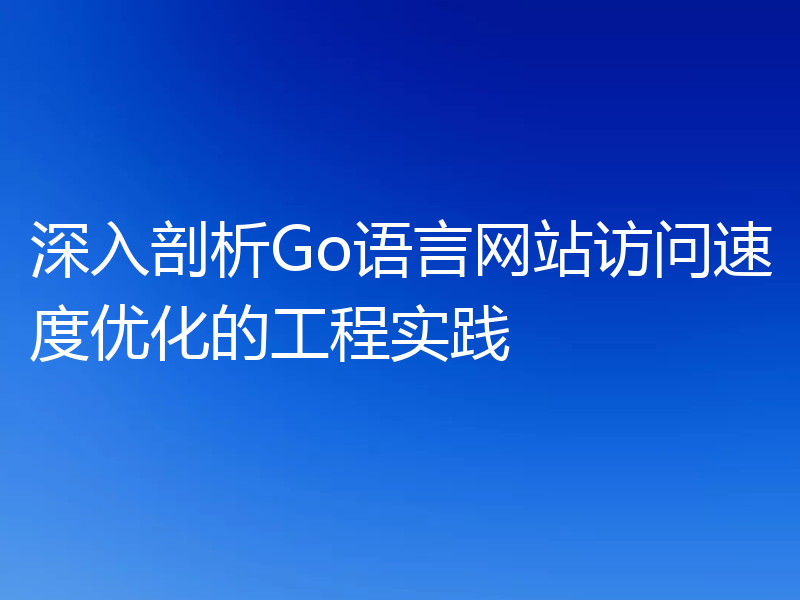 深入剖析Go语言网站访问速度优化的工程实践