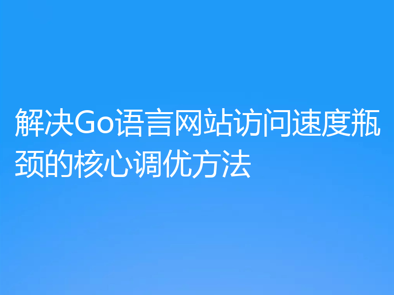 解决Go语言网站访问速度瓶颈的核心调优方法