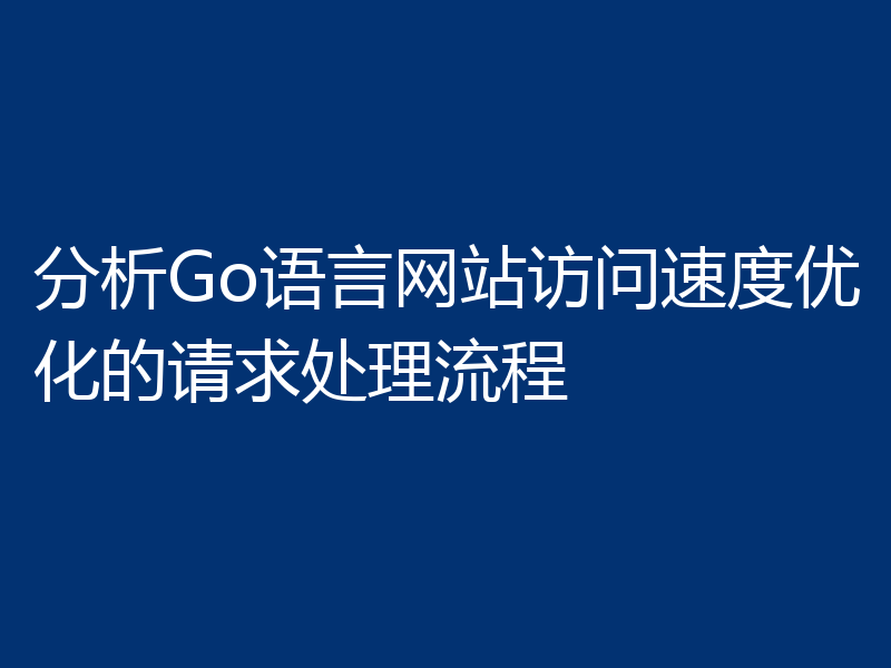 分析Go语言网站访问速度优化的请求处理流程