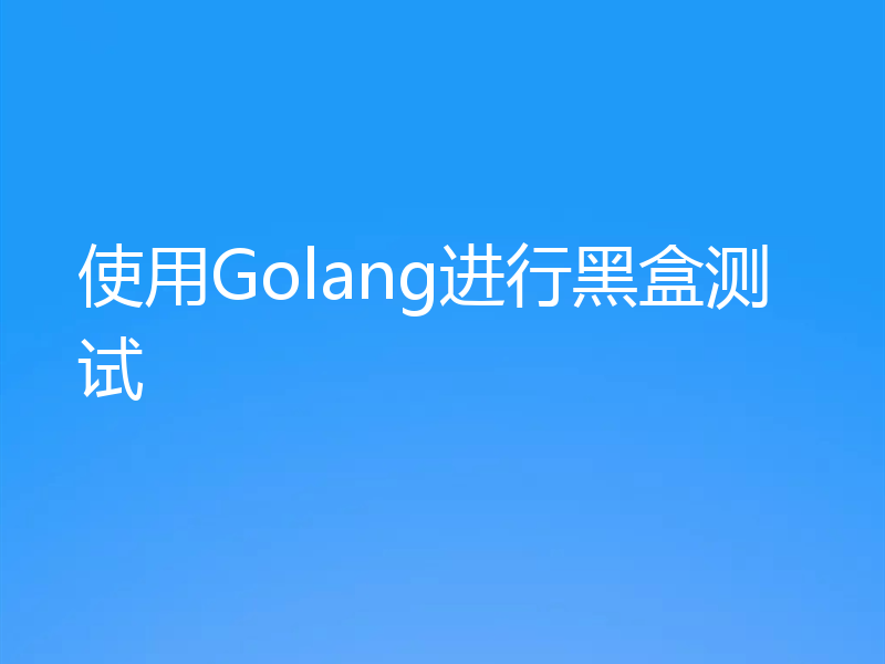 使用Golang进行黑盒测试