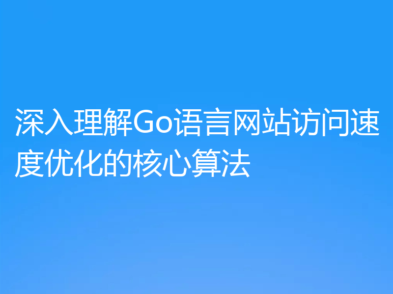 深入理解Go语言网站访问速度优化的核心算法