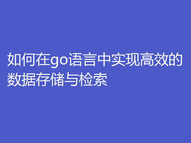 如何在go语言中实现高效的数据存储与检索