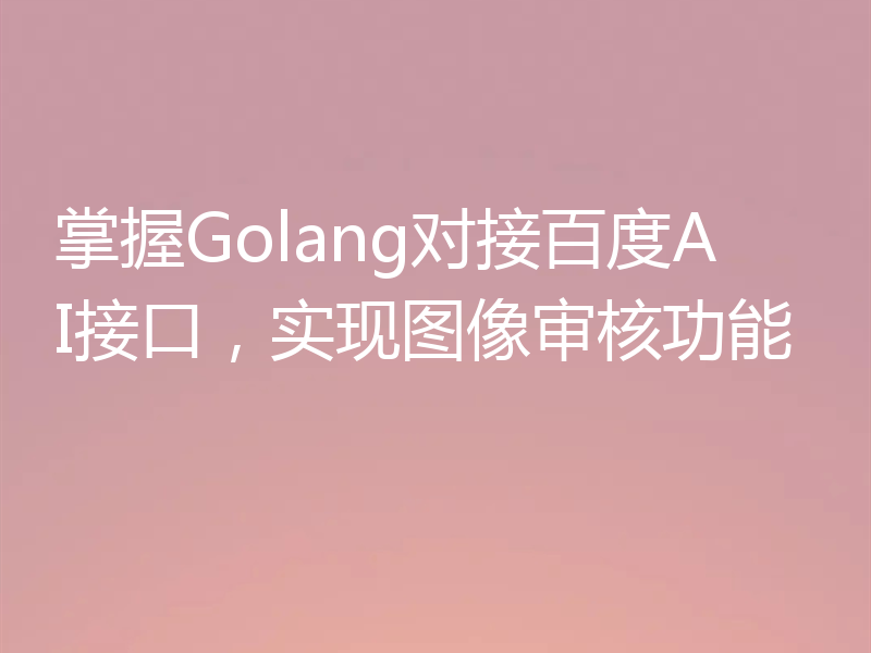 掌握Golang对接百度AI接口，实现图像审核功能