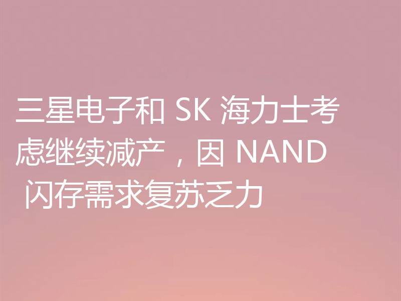 三星电子和 SK 海力士考虑继续减产，因 NAND 闪存需求复苏乏力