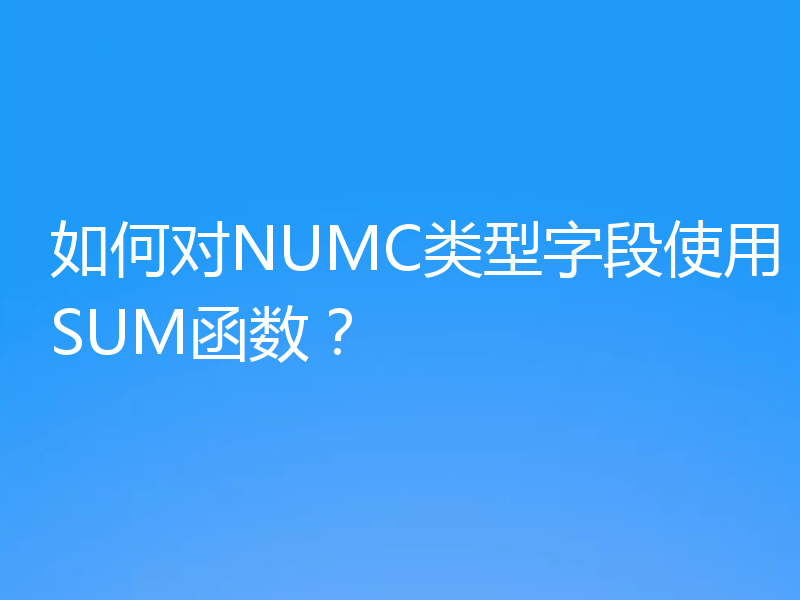 如何对NUMC类型字段使用SUM函数？